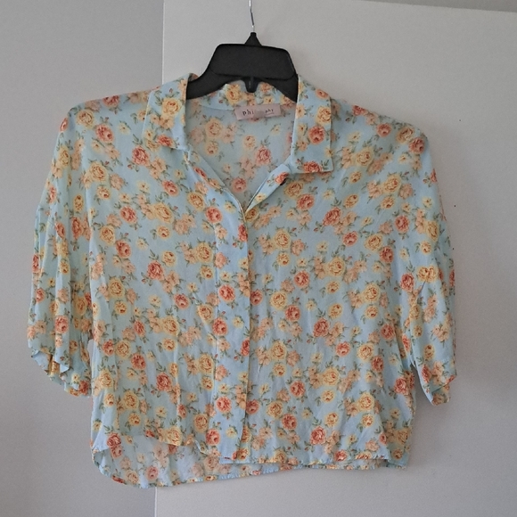 Philosophy Light Blue Floral Blouse - Picture 1 of 6